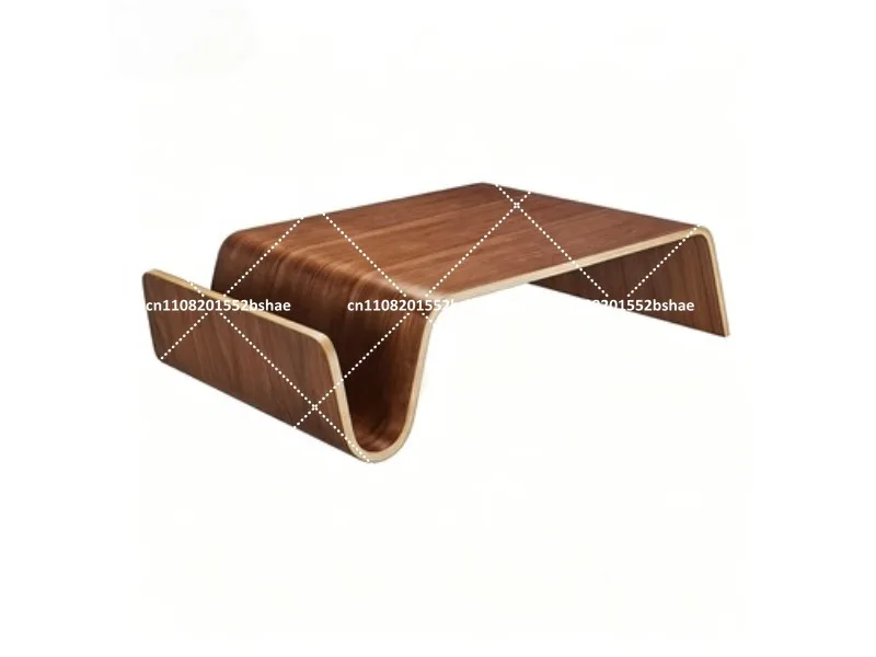 Curved Plywood Coffee Table Mid-Century Modern Solid Wood Living Room Furniture