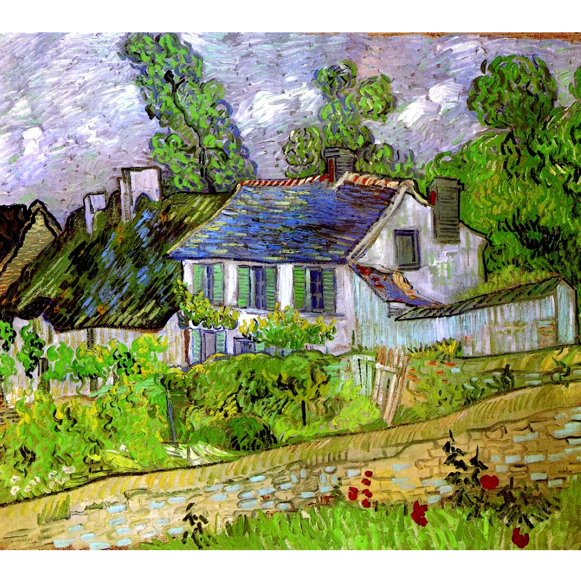 

Famous Painting reproduction of Houses in Auvers by Van Gogh Hand painted landscape painting Home wall decor free shipping