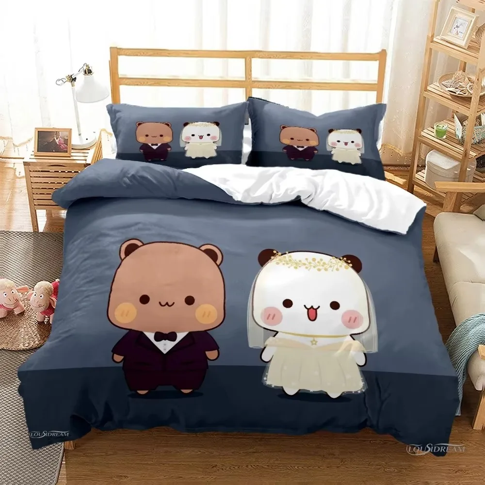 

Cute Bubu Dudu Cartoon Bear Panda Duvet Cover kawaii Bedding sets Soft Quilt Cover and Pillowcases Single_Double_Queen_King Kid