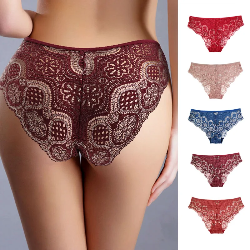 Woman Lace Panty Sexy Weave Panties for Women Floral Briefs Female Underwear Printed Underpants Fashion Sexy Lingerie NK2135