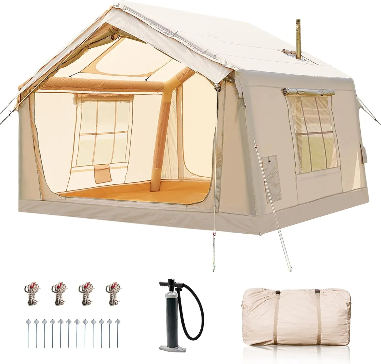 

Blow Up Tent with Hand Pump, Waterproof Oxford Air Glamping Tents for Camping Adult 4 Person Upgrade Version