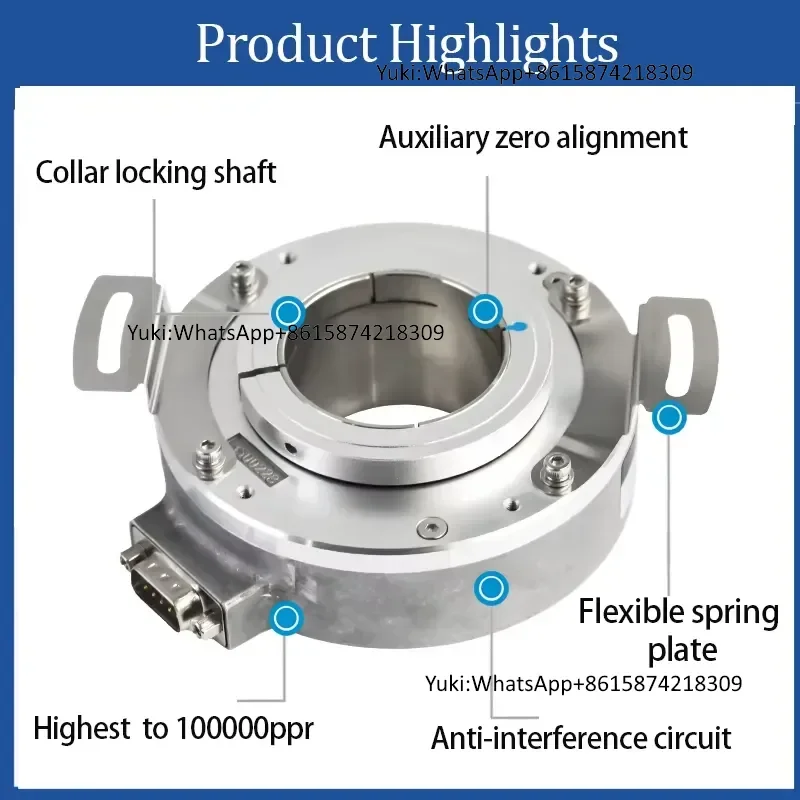 HENGXIANG-K100 Rotary Optical Incremental Encoder 40000 RPM 30mm Hollow Shaft 32768PPR 40mm Thickness IP50 Protection 24V