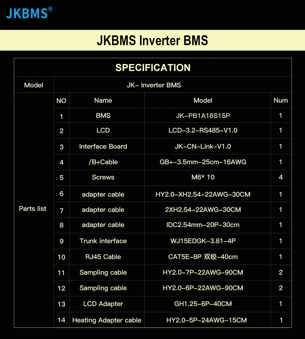 JKBMS NEW PB2A16S20PN V19 Smart Inverter BMS 8S-16S 24V 48V