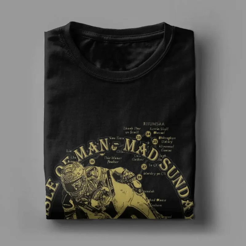 Men T-Shirts Isle Of Man TT Mad Sunday Vintage 100% Cotton Tees Short Sleeve T Shirts Round Collar Clothes Summer