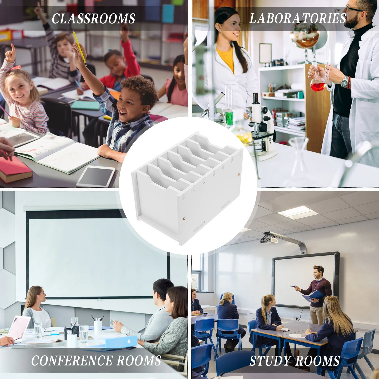 

Desktop Phone Storage Box with Multiple Compartments PVC Cell Phone Holder for Classroom Organization Teachers Use Cellphone