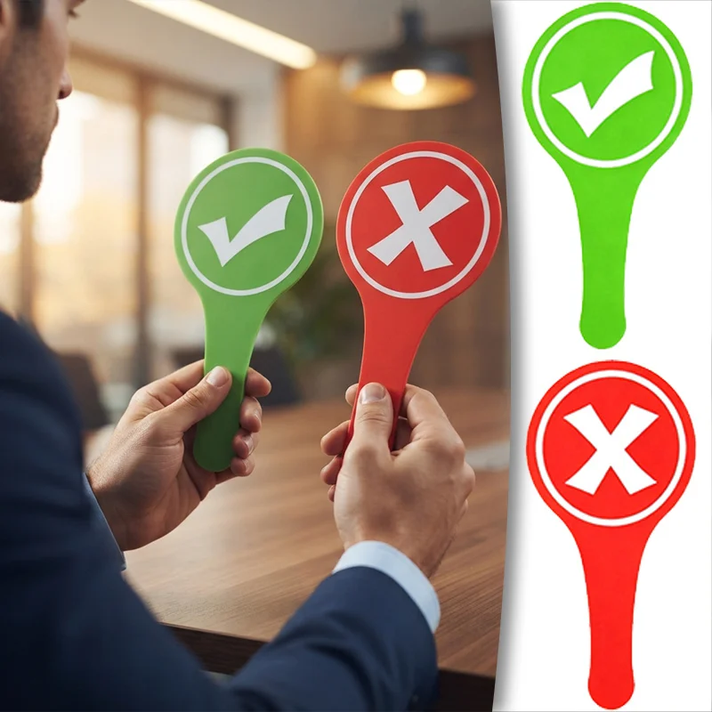 5/10/15/20 Pcs Yes No Hand Signs with Handles Double-Sided True False Tally Boards Red X Green Check Portable Props for TMZ