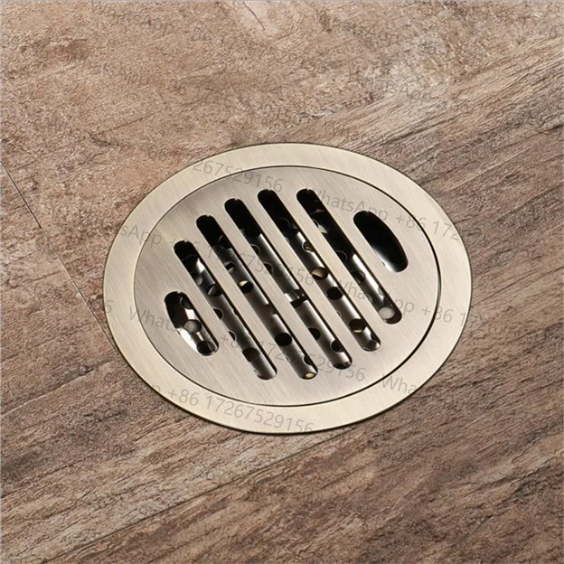 4' Green Bronze round Mesh Floor Drain Deodorant Brass Bathroom Floor Drain for Home Improvement