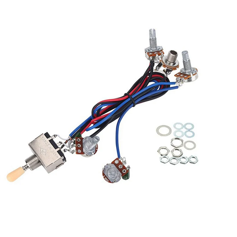 A74K-Lp Electric Guitar Pickups Wiring Harness Kit 2T2V 500K Pots 3 Way Switch With Jack For Dual Humbucker Gibson Les Pual Styl
