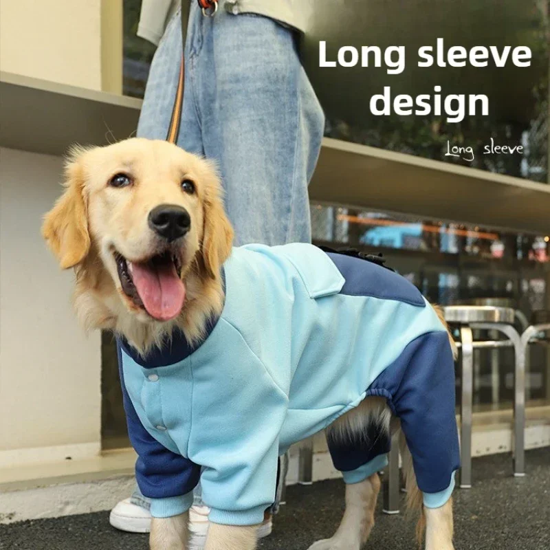 Winter Pet Big Dog Clothes Polyester Clothes for Dogs Long Sleeve Thickened Warm Dog Costume Pet Products Back Zipper Design