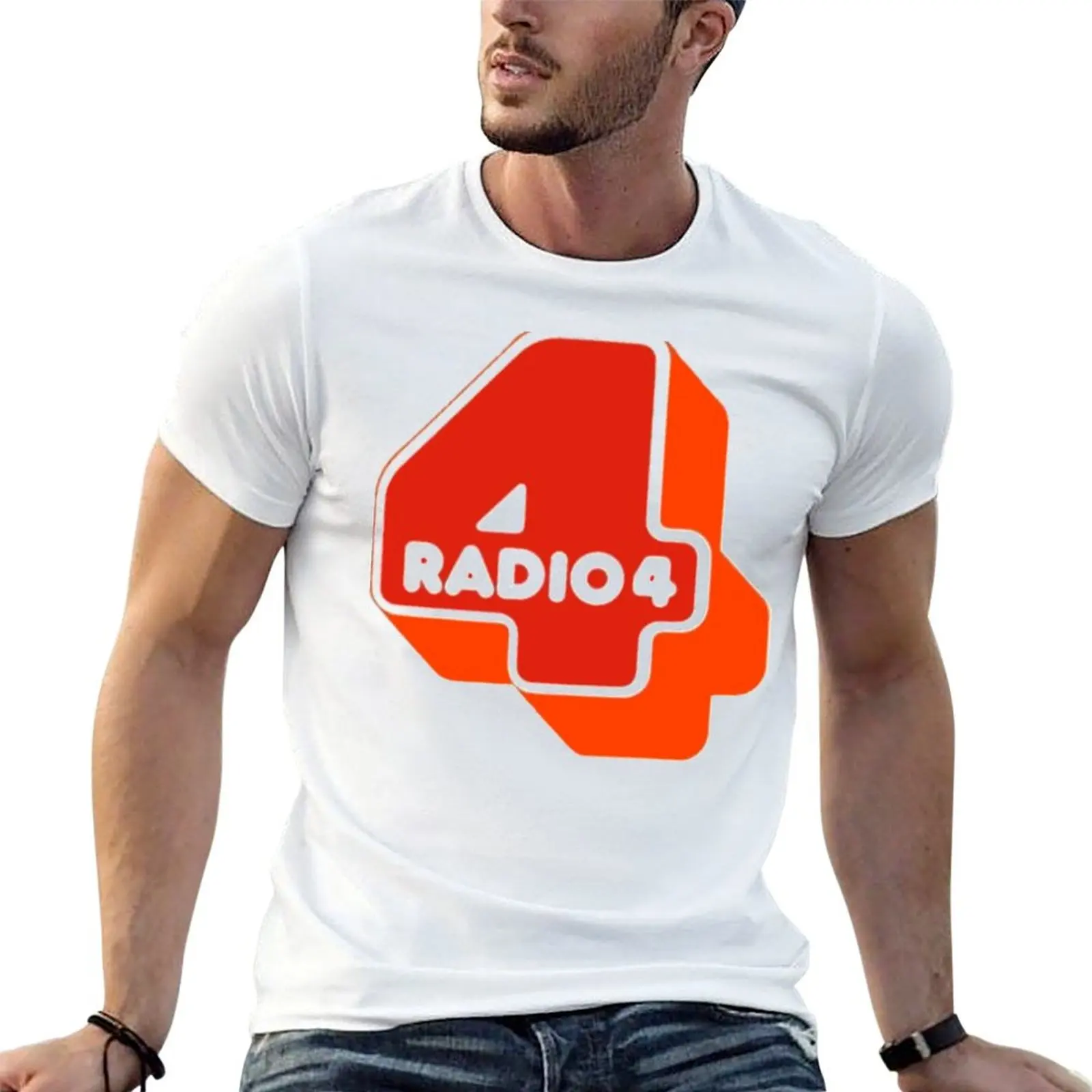Camiseta con logo de Radio 4 70s, camiseta para hombre, camisetas para hombre, camiseta de anime
