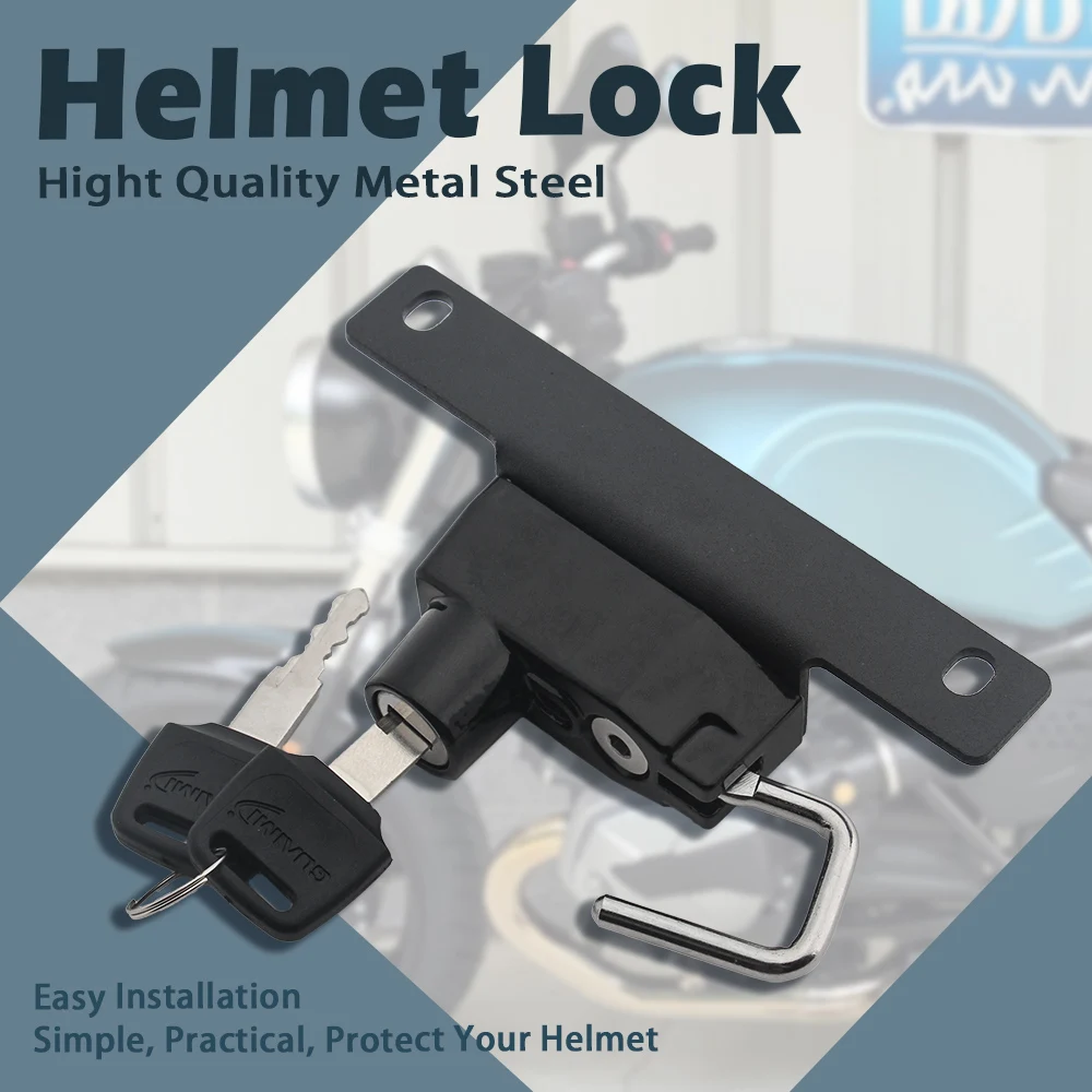 Motorcycle For R Nine T R Ninet R9T Scrambler 2014-2022 Black Helmet Lock Right Side Alloy Mount Hook with 2 Keys