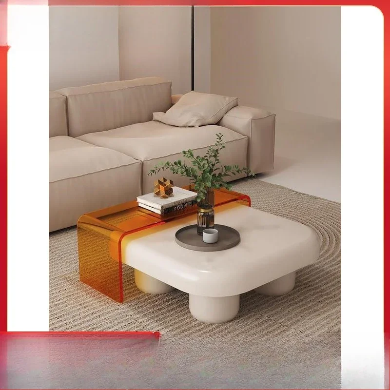 table small apartment Japanese Internet celebrity wabi sabi cream wind bed and breakfast living room square acrylic table
