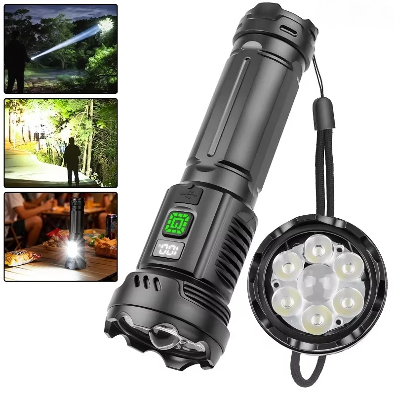 Rechargeable Led Flashlight Super Bright Portable Ultra Power Long Range Tactical Torch Lamp Outdoor Emergency Camping Lantern