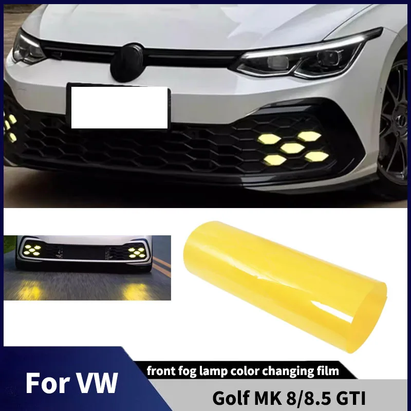 

Для VW Golf MK 8 8,5 GTI передняя противотуманная фара, меняющая цвет, пленка для кузова автомобиля, наклейка, желтый, красный, внешние аксессуары, тюнинг