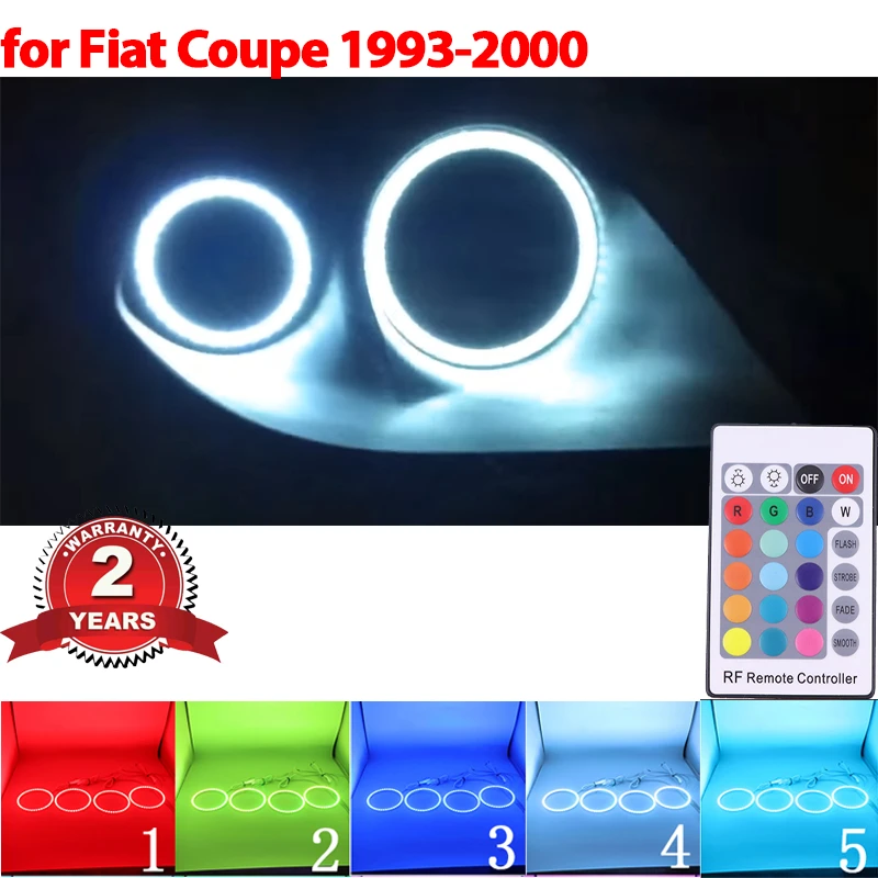 LED Angel Eyes Kit  Ring Headlight Lamp For Fiat Coupe 1993-2000 Bright Refit RGB multi-color Remote Control Car Accessories