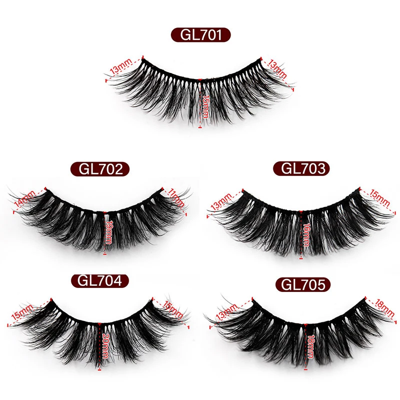 3D Faux Mink Cílios Postiços, Grosso Fluffy Lash Extensão, Volume Natural, Cílios Wispy, Maquiagem Acessórios Eye, 5 Pares