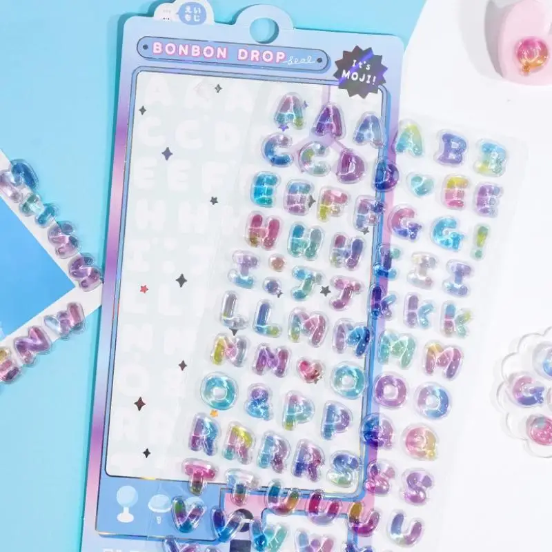 Colorful 3D Cartoon Alphabet Relief Sticker Scrapbooking Journal Planner Photo DIY Decorations Sticker Stationery Supplies