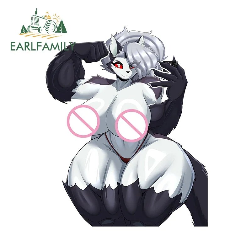 EARLFAMILY-Autocollants de voiture Helluva BodiFurry, Loona Waifu, Seins Ahegao, NSFW Original, Décalcomanie personnalité, 13cm x 8.8cm