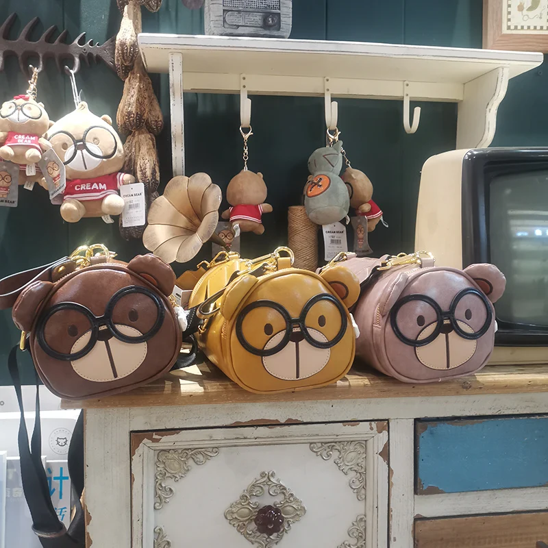 

Cream Bear Original Genuine New Satchel Fashion Cartoon Cute Bear Bag Large Capacity Contrasting Color Women's Bag Shoulder Bag