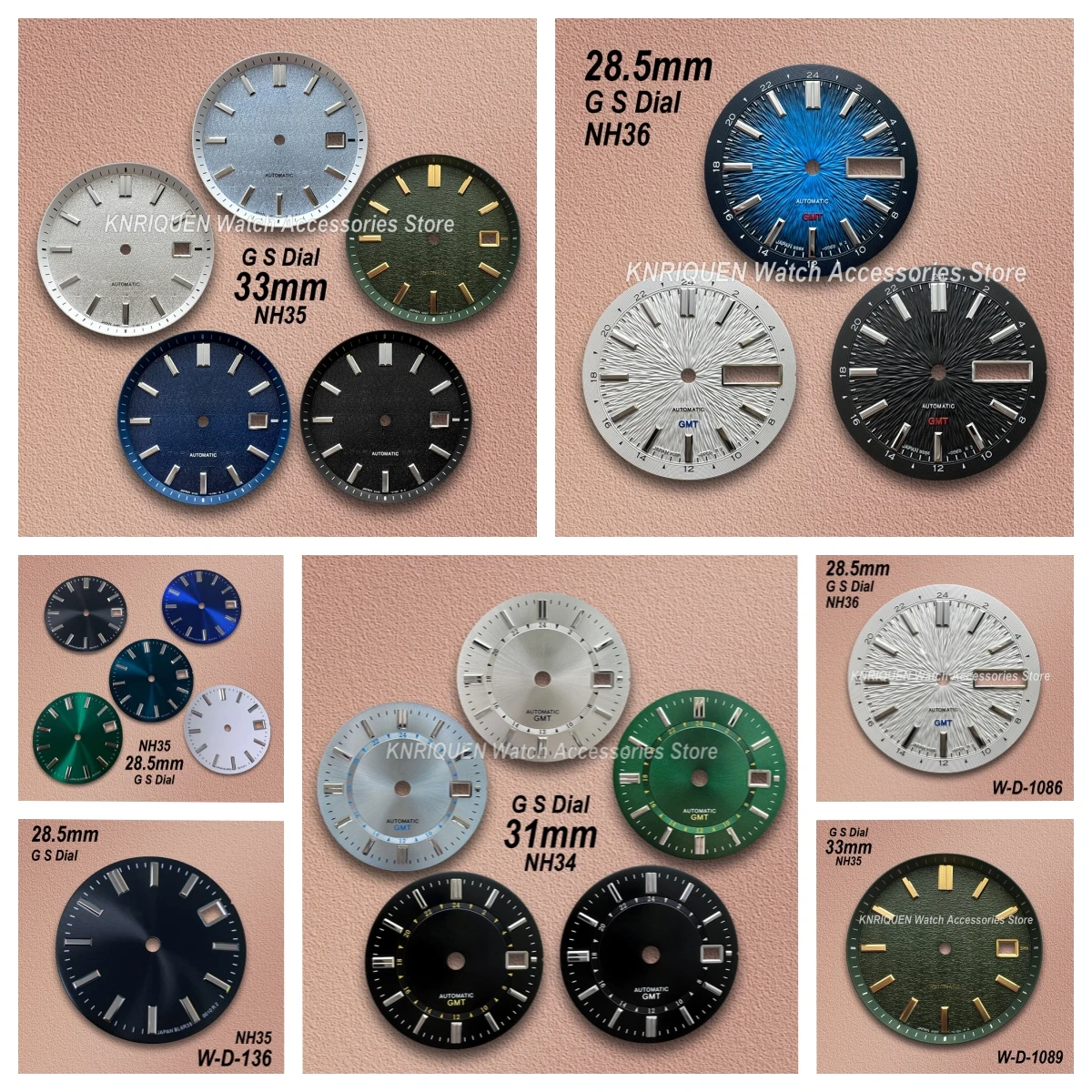 

28.5mm/31mm/33mm G S Logo GMT Dial For NH34/NH35/MH36 Movement New Sunburst/Matte Dial Watch Modification Accessories