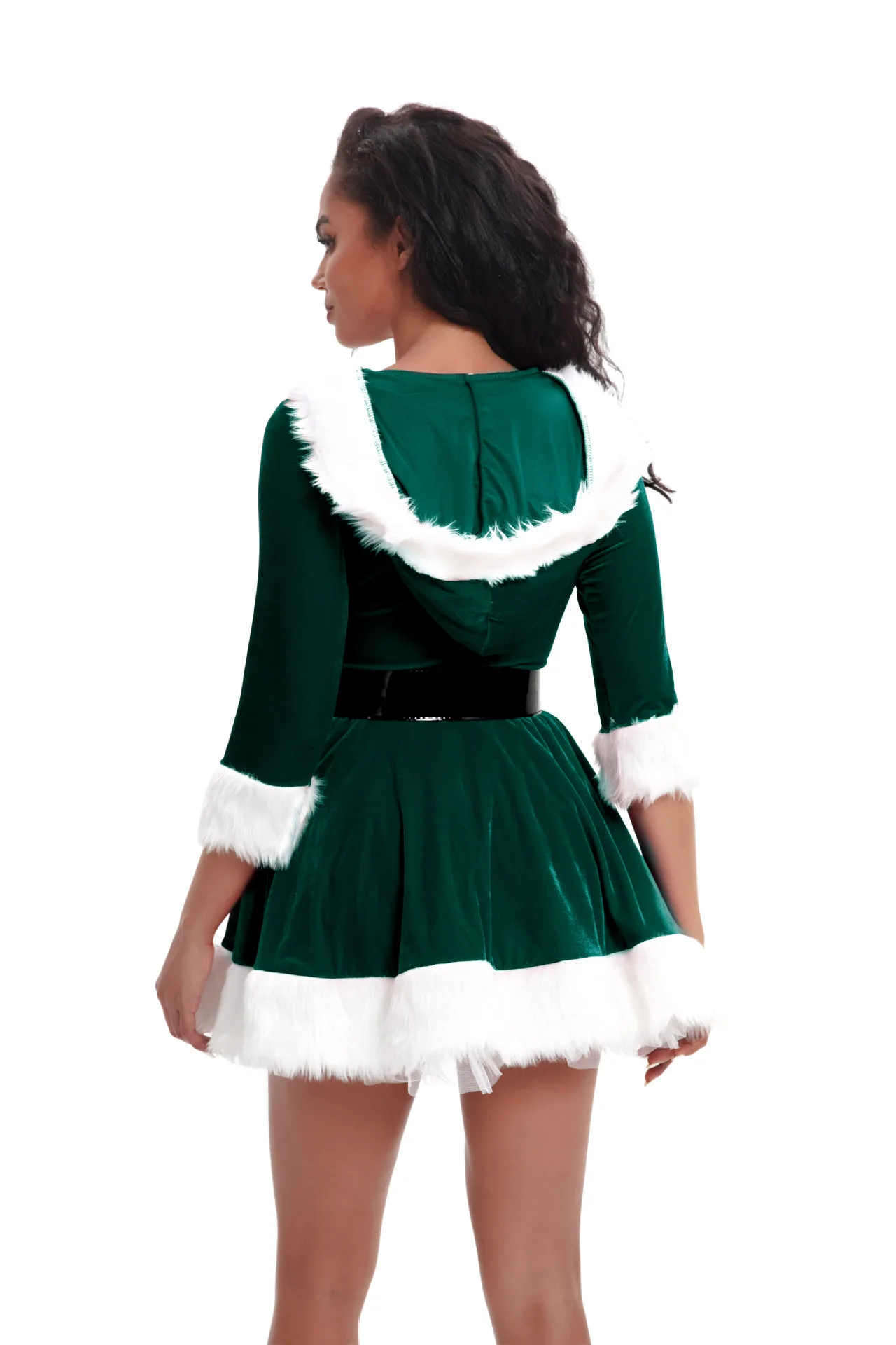 Mini-Robe Mère Noël en Velours à Capuche – photo 11