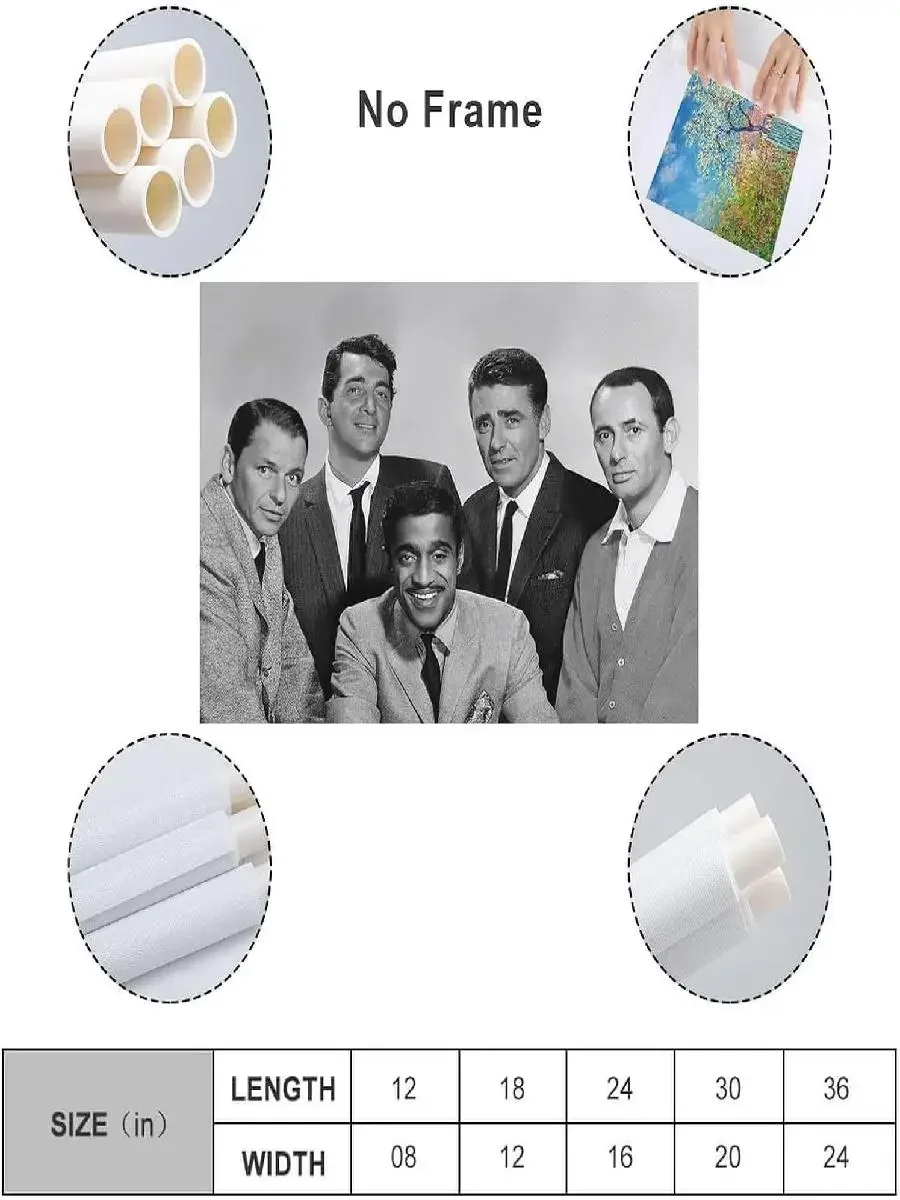 Rat Pack Frank Sinatra Canvas Poster xinch  Celebrity Wall Art for Living Room Decor Unframed Aesthetic Print
