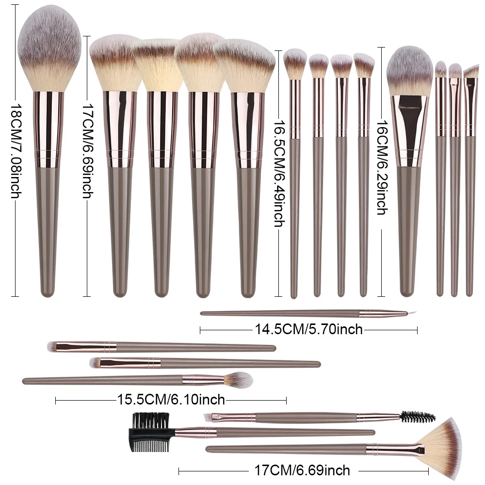 Soft Fluffy Maquiagem Brushes Set, Champagne Cosméticos, Fundação Em Pó, Blush, Sombras Escova, Face Pó Puff, Beauty Tool, 1-20Pcs