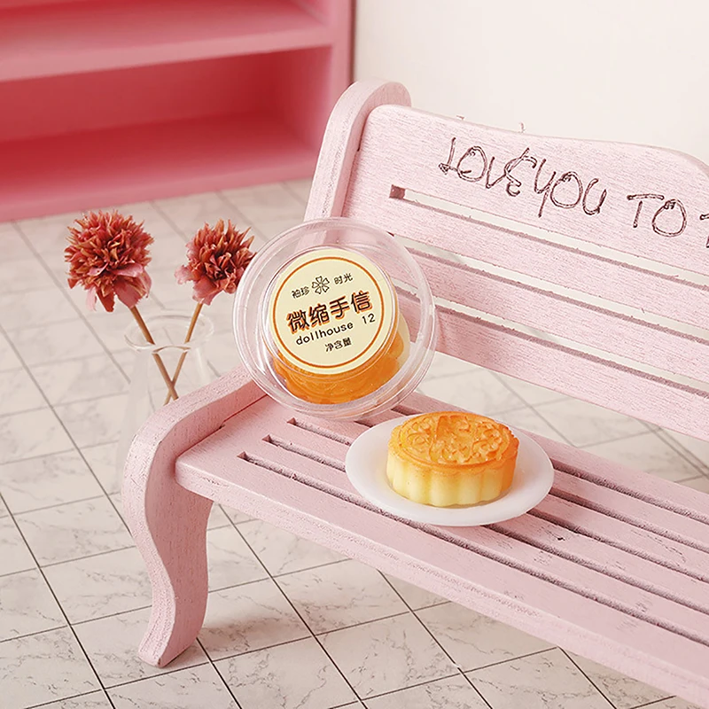 1Set 1:12 Dollhouse Miniature Mid-Autumn Mooncake With Box Model Kitchen Food Accessories For Doll House Decor Kids Toys