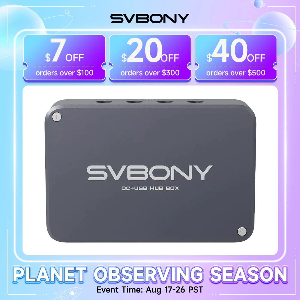 Svbony SV241 Micro DC + USB HUB Box Hochgeschwindigkeits-Anzeigeausgang Typ-C-Schnittstelle Betriebsanzeigeleuchten für Astrofotografie