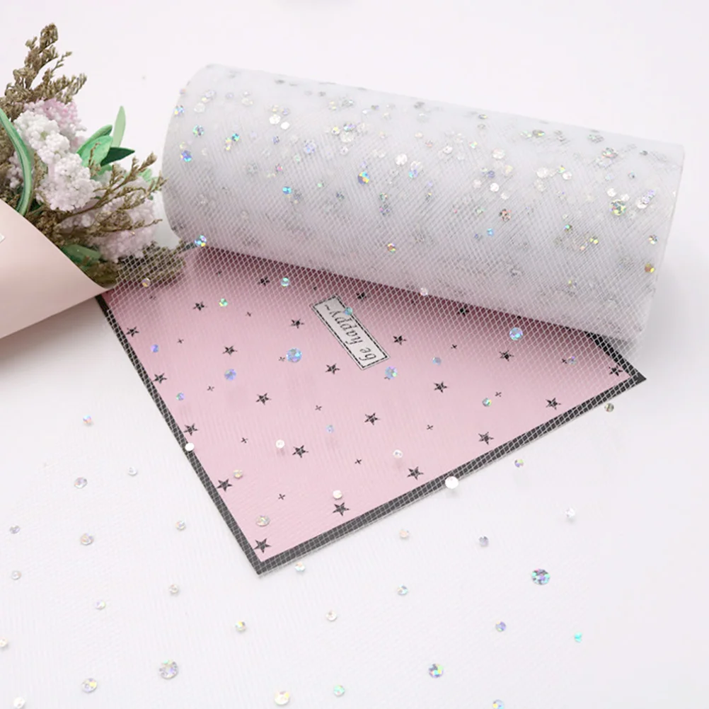 

2 Rolls Glitter Tulle Fabric Roll Gleaming Sewing Gauze for DIY Craft Gift Wrapping Decorative Clothes Trim Costume Accessory