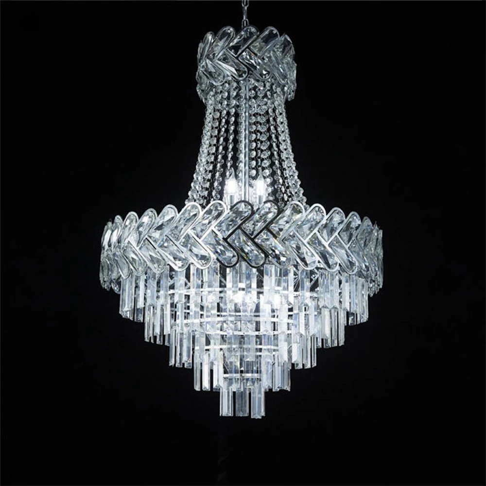 2pcs  Luxury French Style Clear Acrylic Strip Pendants Franti Chandelier Hanging Lamp for Wedding Hall Home Living Room Villa