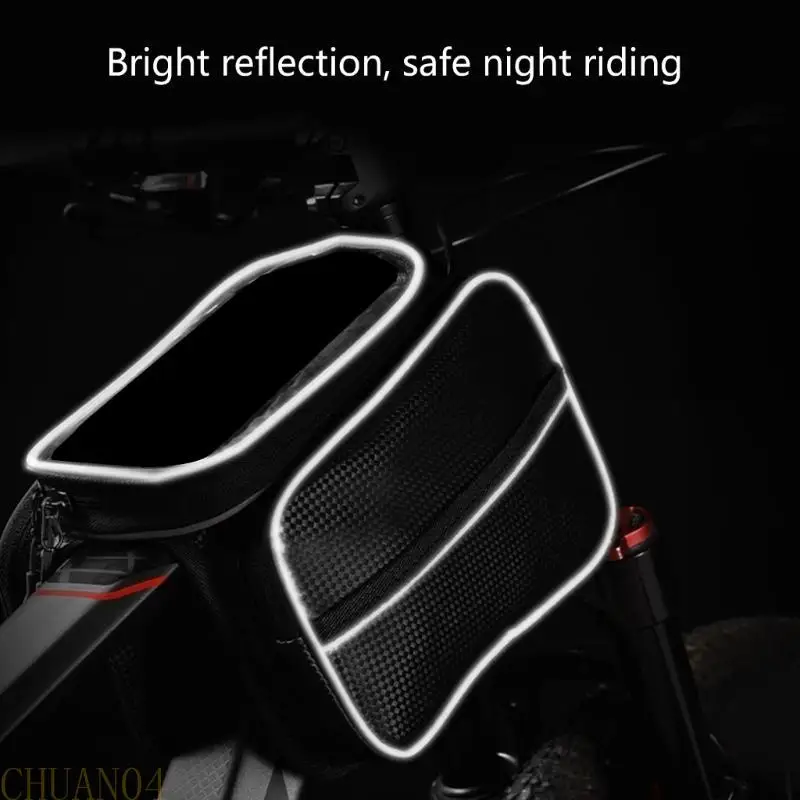 

A1A2 Bike Phone Mount Holder Handlebar Bag Mountain Bicycles Front Top Tube Pannier Pouch Large Capacity Bike Front Frame Bag