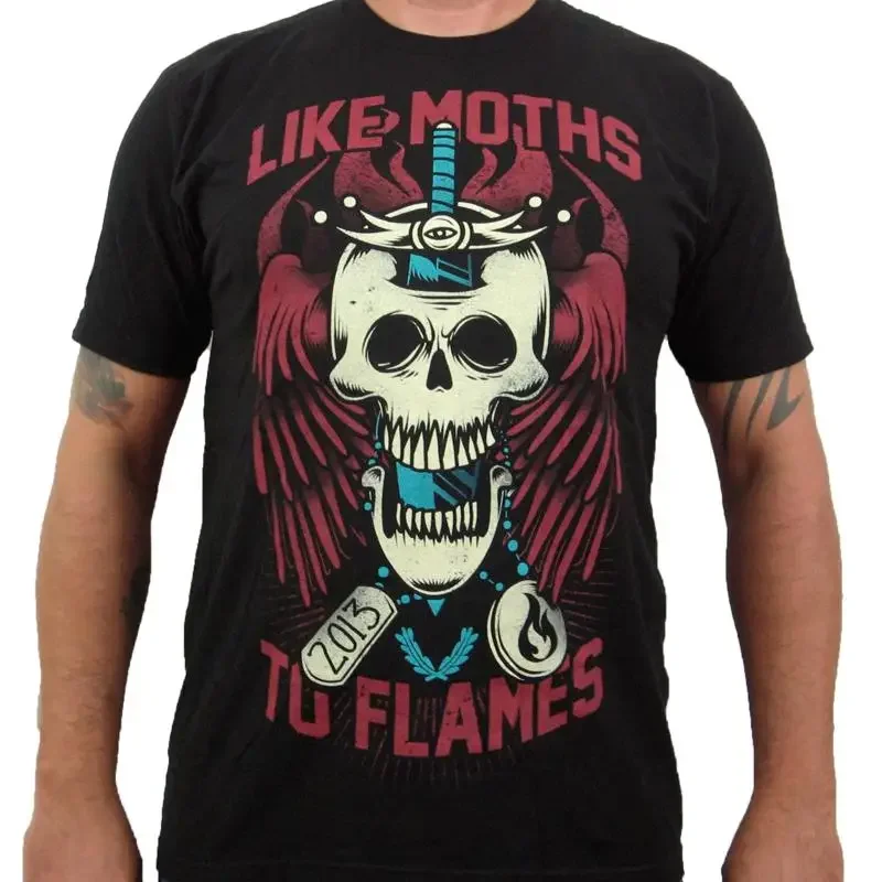 LIKE MOTHS TO FLAMES Skull Black Men's T Shirt