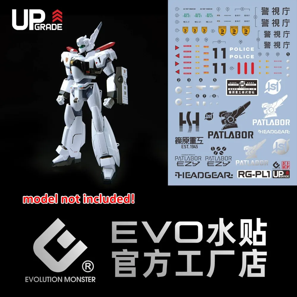 EVO Water Decal RG-PL1 Fluorescent High Precision Waterslide Decal For RG 1/48 Patlabor EZY AV-98Plus Ingram Plus DIY Hobby