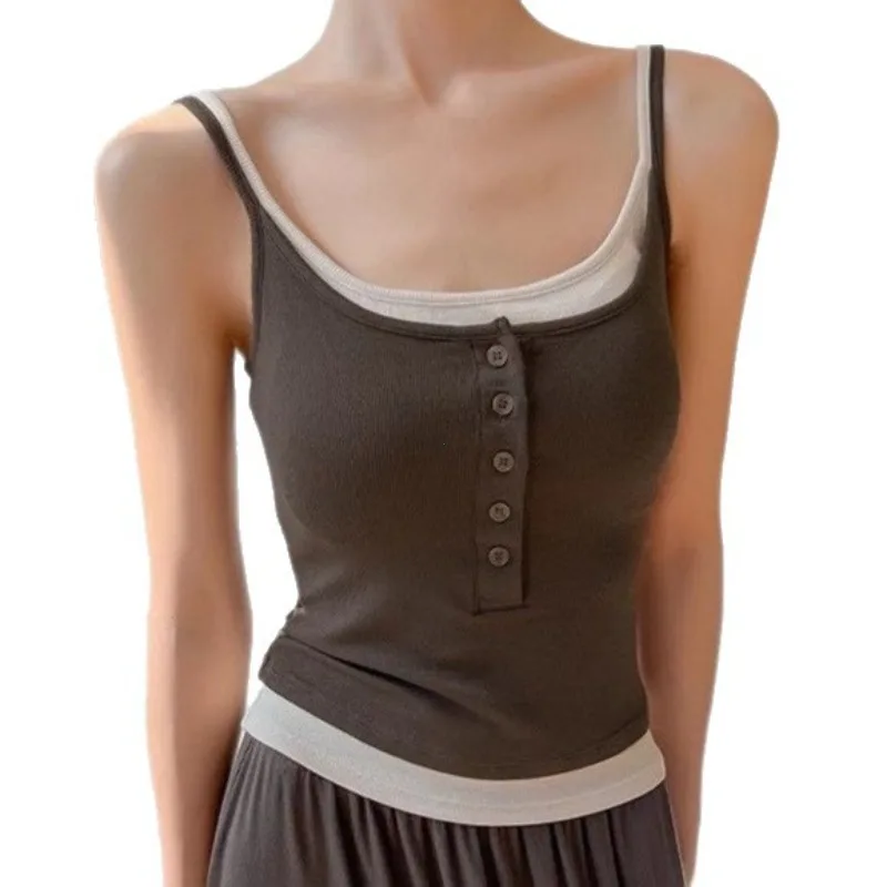 Yoga Tank Top, One-piece Mock Two-piece Sports Tank Top With Push-up Bra Pads, Breathable Quick-Drying Workout Fitness Wear