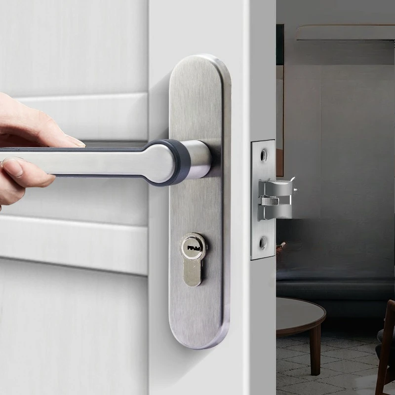 

Stainless Steel Bathroom Door Locks Keyless Bedroom Single-tongue Door Lock Double-sided Handle Lockset Household Hardware