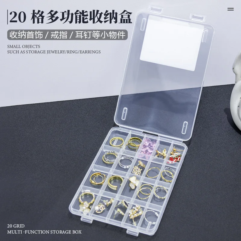 20 - Section   Clear Box Storage Container Storing Nail Art Supplies and Jewelry Items Nail Organizer
