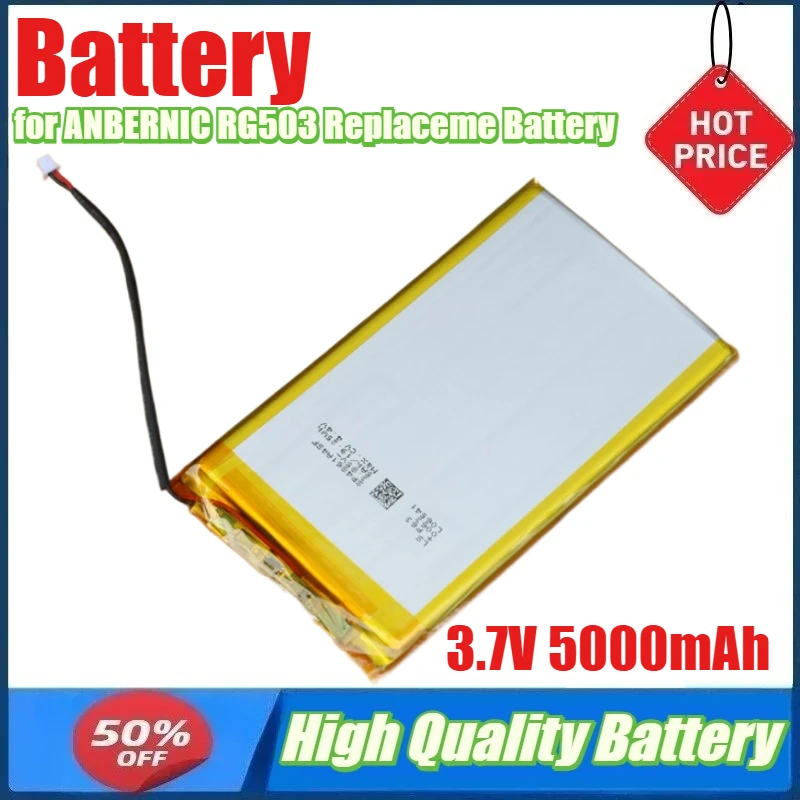 3.7V 5000mAh Battery for ANBERNIC RG503 Replacement 2-wire Plug Battery Expansion for Handheld Game Consoles Li-Ploymer Battery