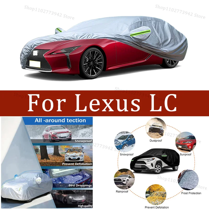 

Car Cover For Lexus LC Full Exterior Black Silvery-Auto Cover Sunshade Dustproof Waterproof Reflective strips cars accessories