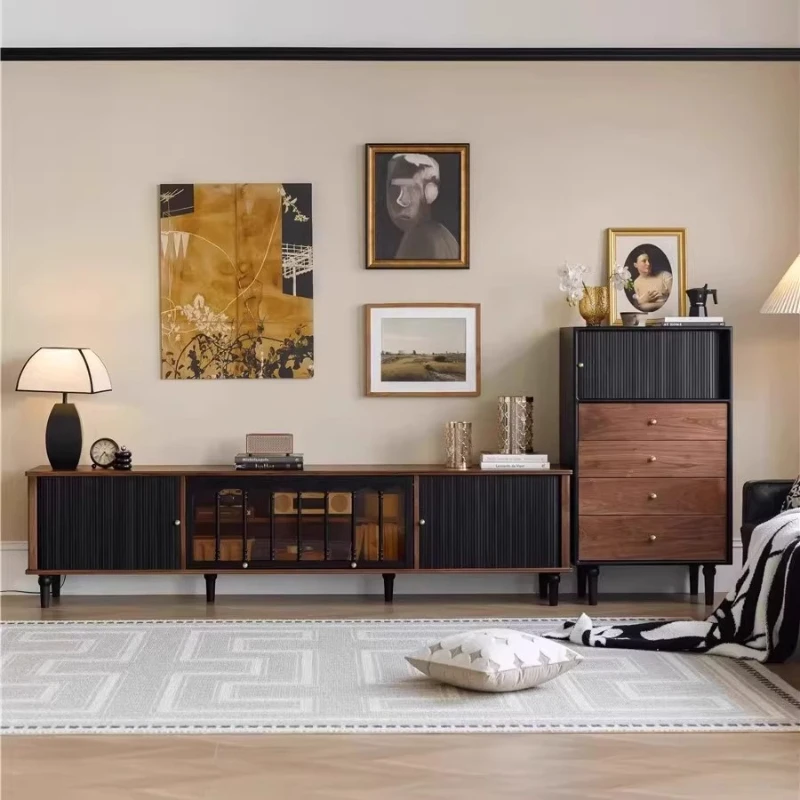 

Solid wood TV cabinet Living room side cabinet combination set Storage locker