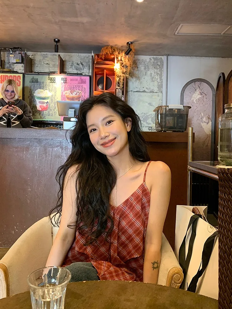 

DaqianwithU Vintage Slim Cheered Double Layer Women's Summer Thin Irregular Strap Vest Casual Sle Polyester Fiber