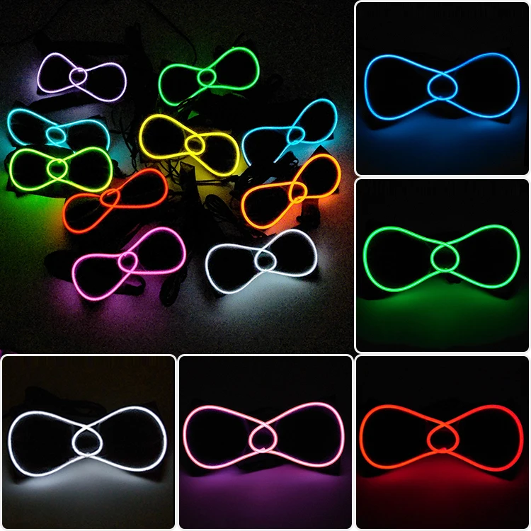 Colorful EL Neon Bow Tie Light Up Men Led Bow Tie for Music Dance Party Flashing Led Festival Costume Party Pros Men Father Gift