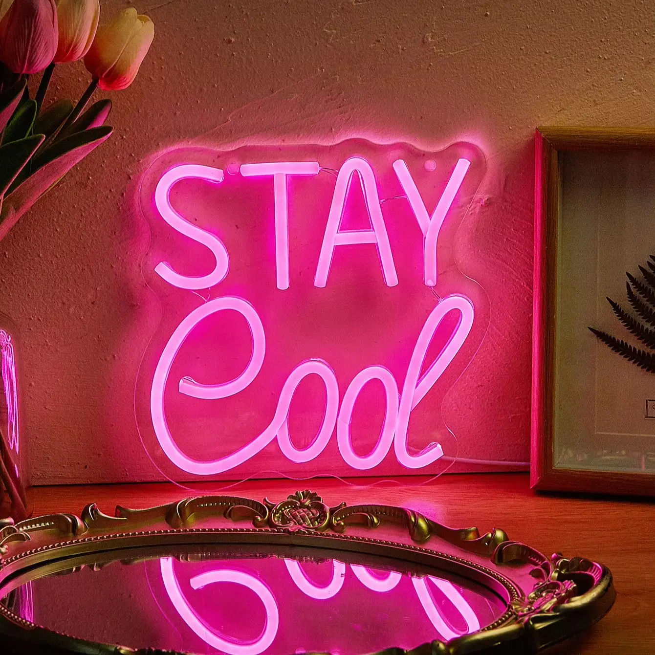 

Светодиодная неоновая вывеска Chi-buy LED Neon Stay Cool, USB-светильник, 3D-декор для стен, лампа-вывеска для спальни и гостиной