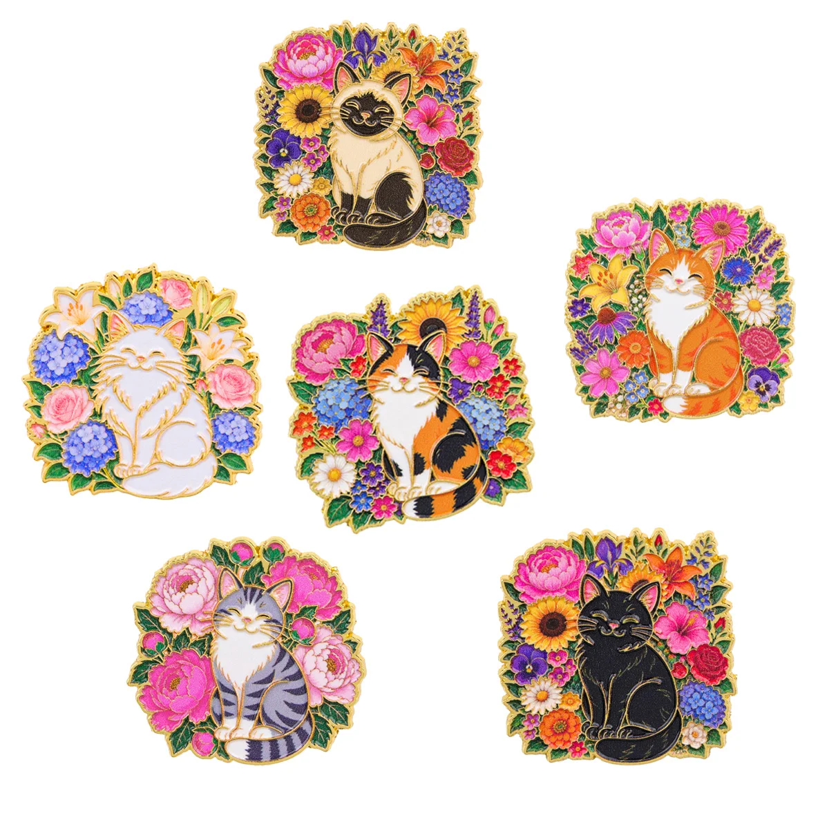 Radiant Cat Enamel Pins Feline Brooch Lapel Emblem for Handbag Denim Trim Ornaments Housewarming Festival Souvenirs