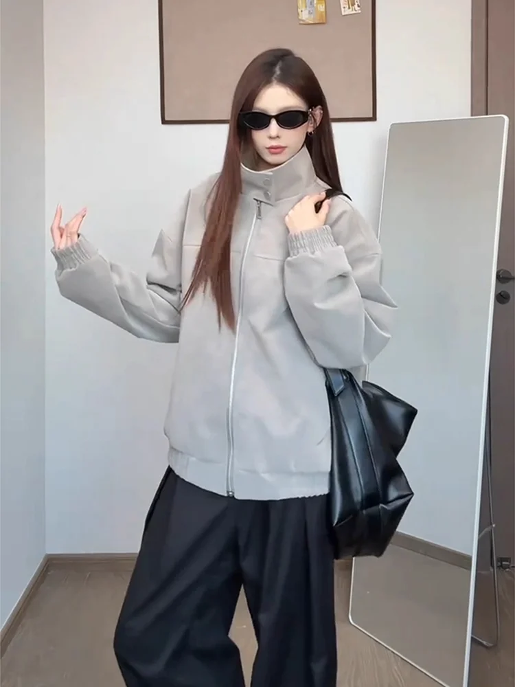 Giacca Americana con Colletto Rialzato in Pelle PU e Cotone, Cappotto Invernale da Uomo Foderato, Caldo e Alla Moda per Motociclisti