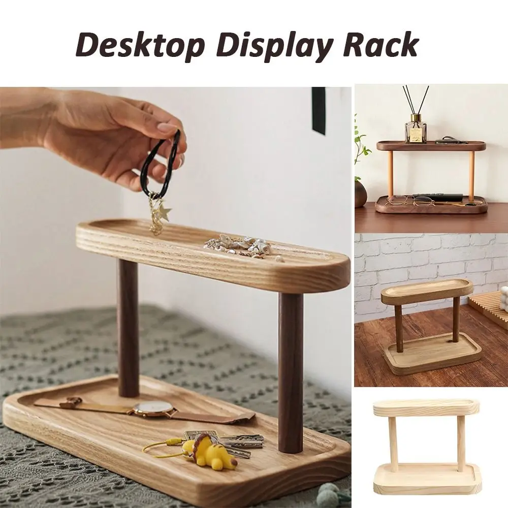 

Multipurpose Wooden Storage Rack 2 Tiers Household Dressing Table Organizer Shelves Space-saving Cup Holder