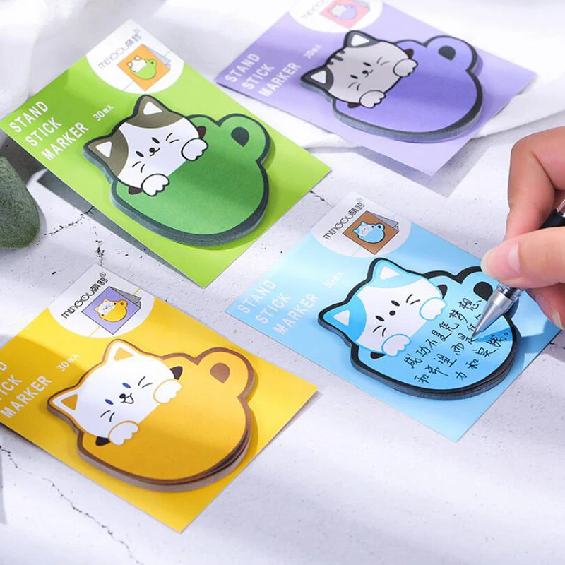 30sheets Kawaii Sticky Notes DIY Planner Journal Index Stickers Cartoon Cats Memo Pads Label Tags Korean Stationery Office