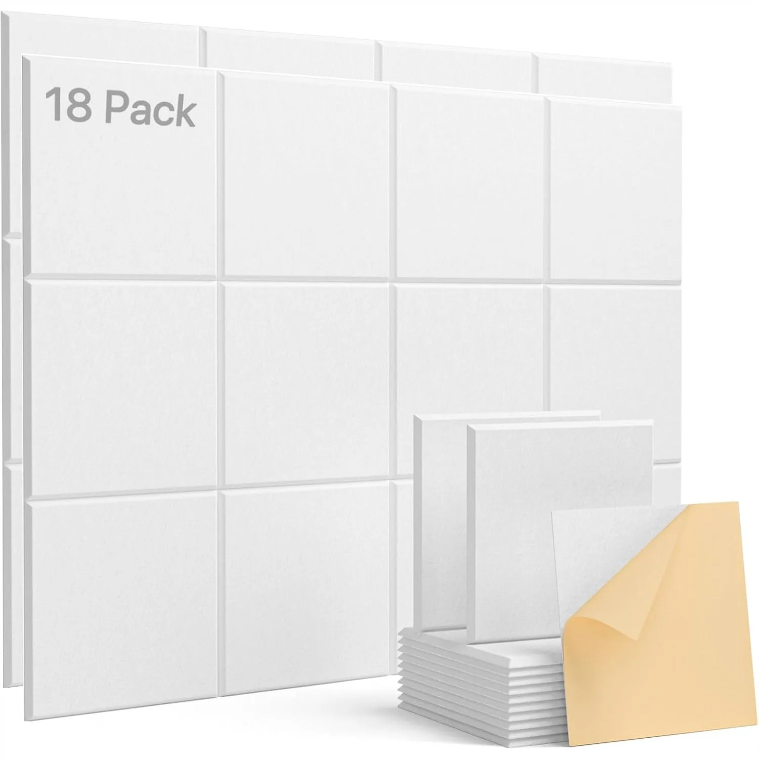 

Acoustic Panels 18 Pack Square Soundproof Wall Panels Self-Adhesive, High Density Polyester Fiber Foam for Home Office