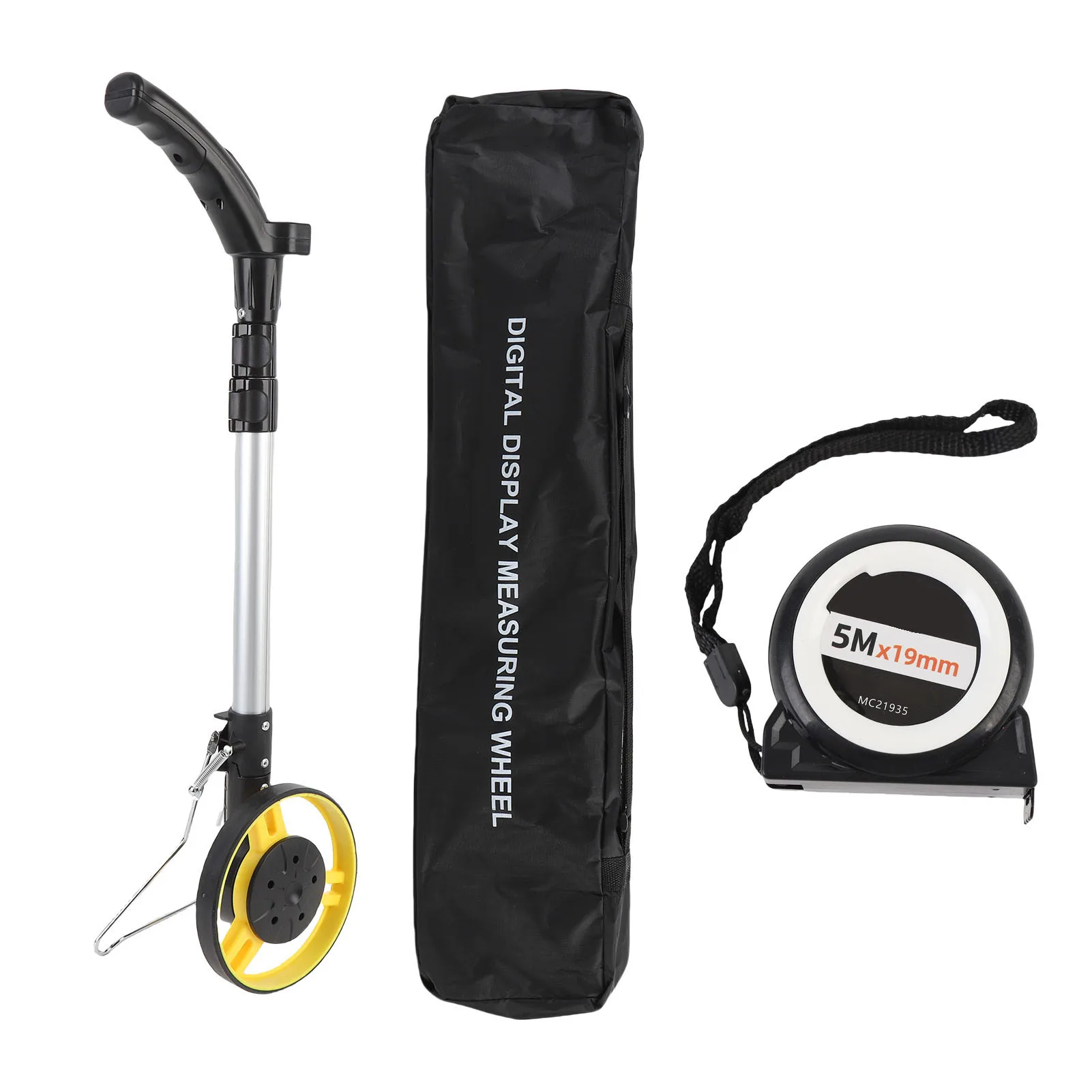 

3 Sections Foldable Hand Push Roller Rangefinder with Thick Rubber Tire Distance Measuring Wheel Kit for Road Surveying 99999.9M