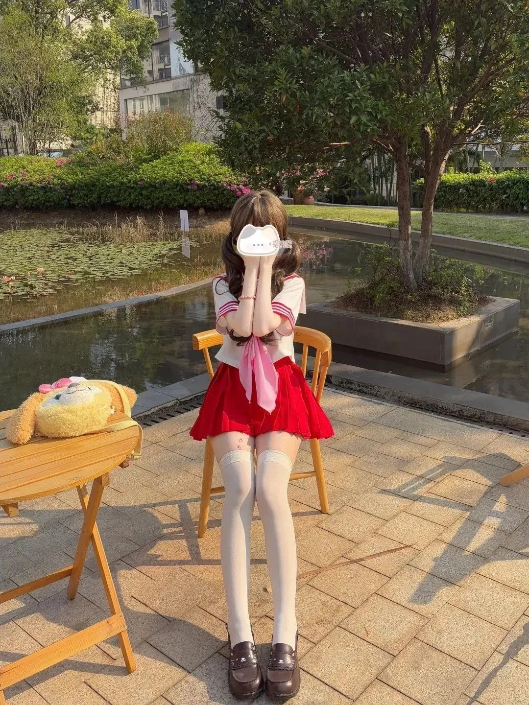 Cute Sweet Sister School Uniform Set Short Sleeve Basic Style Red Plaid Skirt Sailor Suit Middle JK Outfit Breathable Fashion